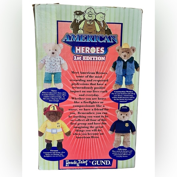 Gund American Heroes Police Bear In Original Packaging - Tan and Blue - Picture 9 of 9